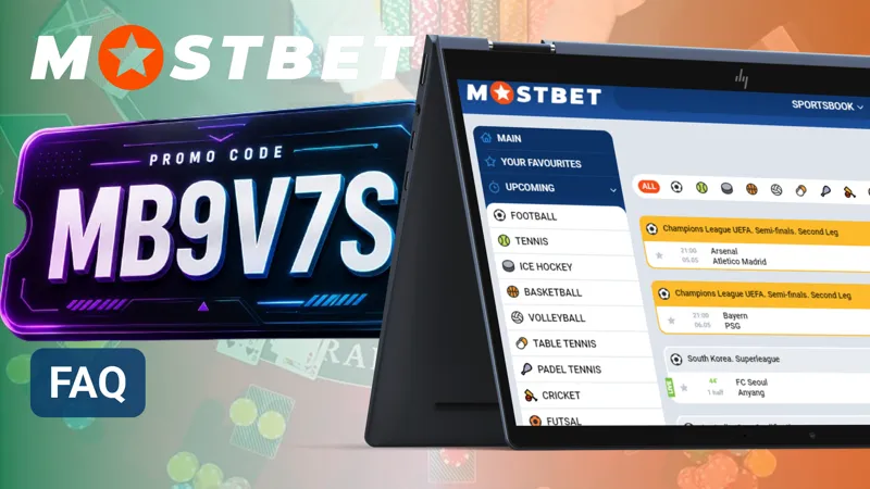 A help centre page displays common questions and concise answers about MostBet services.