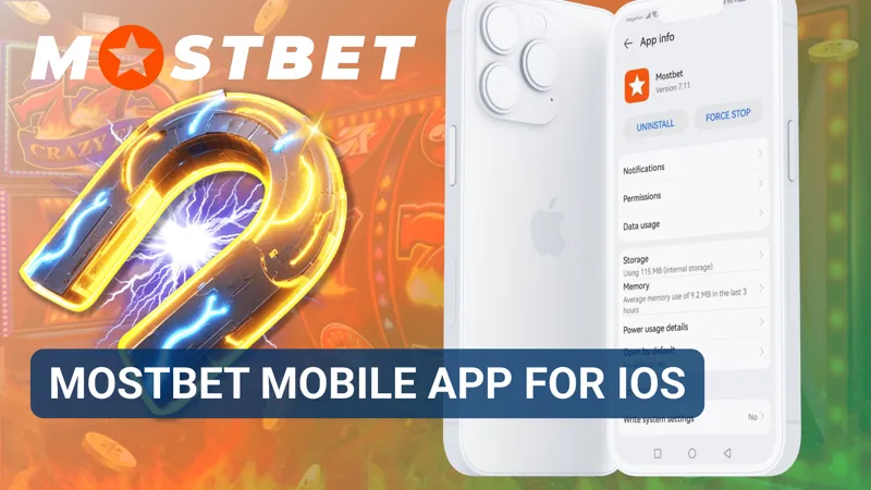 MostBet iOS app interface open on an iPhone with betting categories visible.