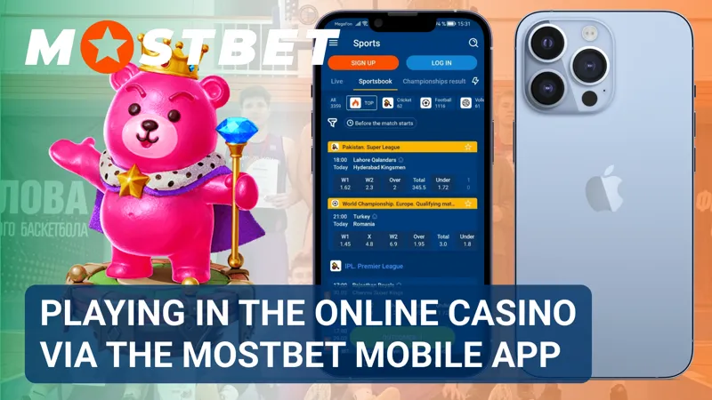 Casino games section in the MostBet mobile app displayed on a smartphone screen.