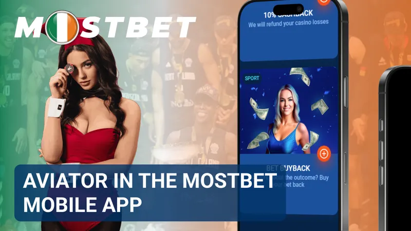 Smartphone displaying the Aviator game inside the MostBet mobile app.