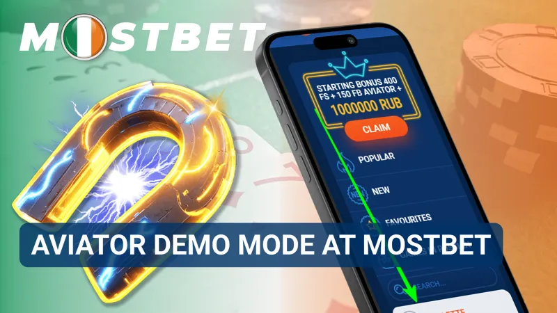 Demo version of Aviator running with virtual credits on the MostBet platform.