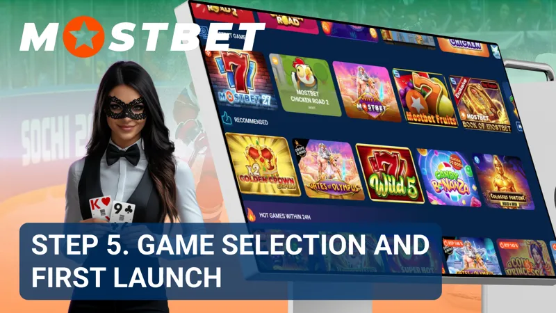 Player choosing a casino game in MostBet before launching the first session.