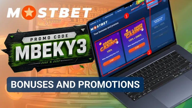 Bonuses and promotions page in MostBet Casino with highlighted reward offers for players.
