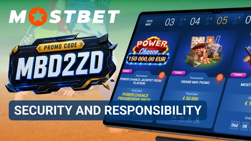 MostBet Casino security screen displaying responsible gaming and account protection settings.