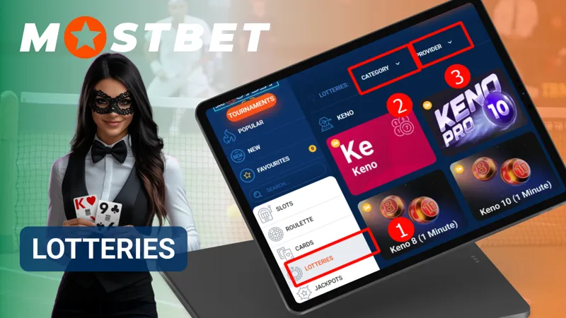 Online lottery games available on the Mostbet platform