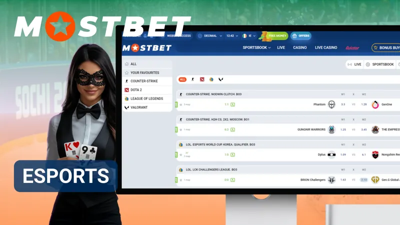 eSports betting events and tournaments on Mostbet