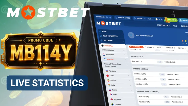 Live statistics panel in MostBet sportsbook displaying match data and performance indicators.