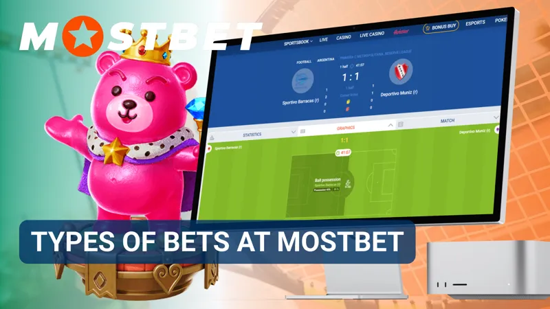 MostBet betting interface showing different wager types and betting formats.