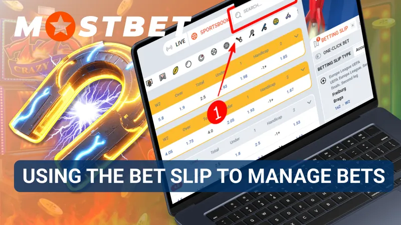 MostBet bet slip interface displaying selected wagers and stake management tools.