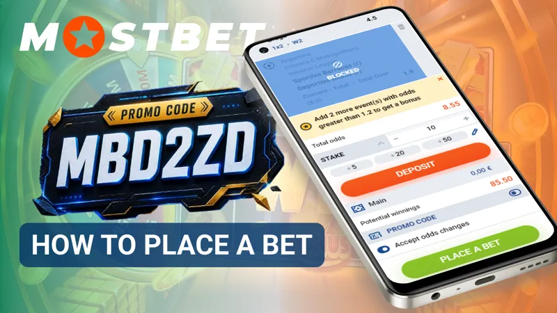 User placing a sports bet in the MostBet sportsbook through the betting interface.