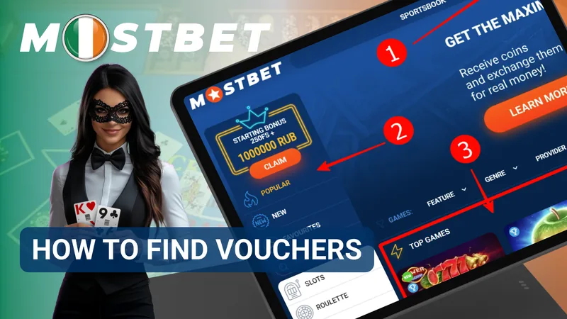 Promotions catalogue displaying voucher campaigns and reward details across the Mostbet interface.